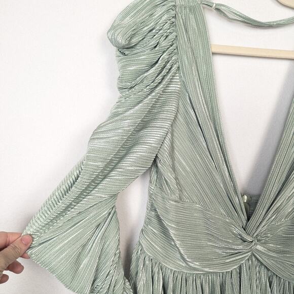 Sabina Musáyev Metallic Mint Green Morgana Long Sleeve Mini Dress Size L - Picture 6 of 13